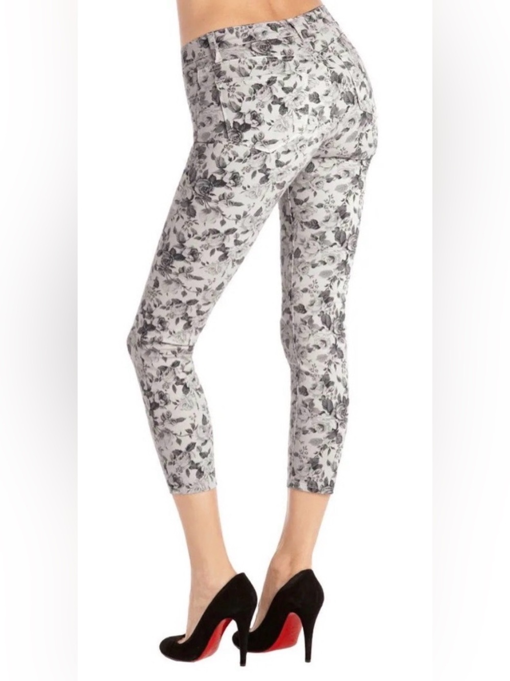 J Brand Size 25 Sugar Cane Mini Floral Capri Jean Stretch Cropped Mid Rise Pants